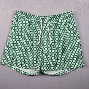 OAS Swim Trunks‎ Mens XXL Green Patterned Geometric Mesh Lined Zip Pocket Shorts